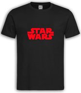 Zwart T shirt met Rood “Star Wars” logo / ronde hals / Size L