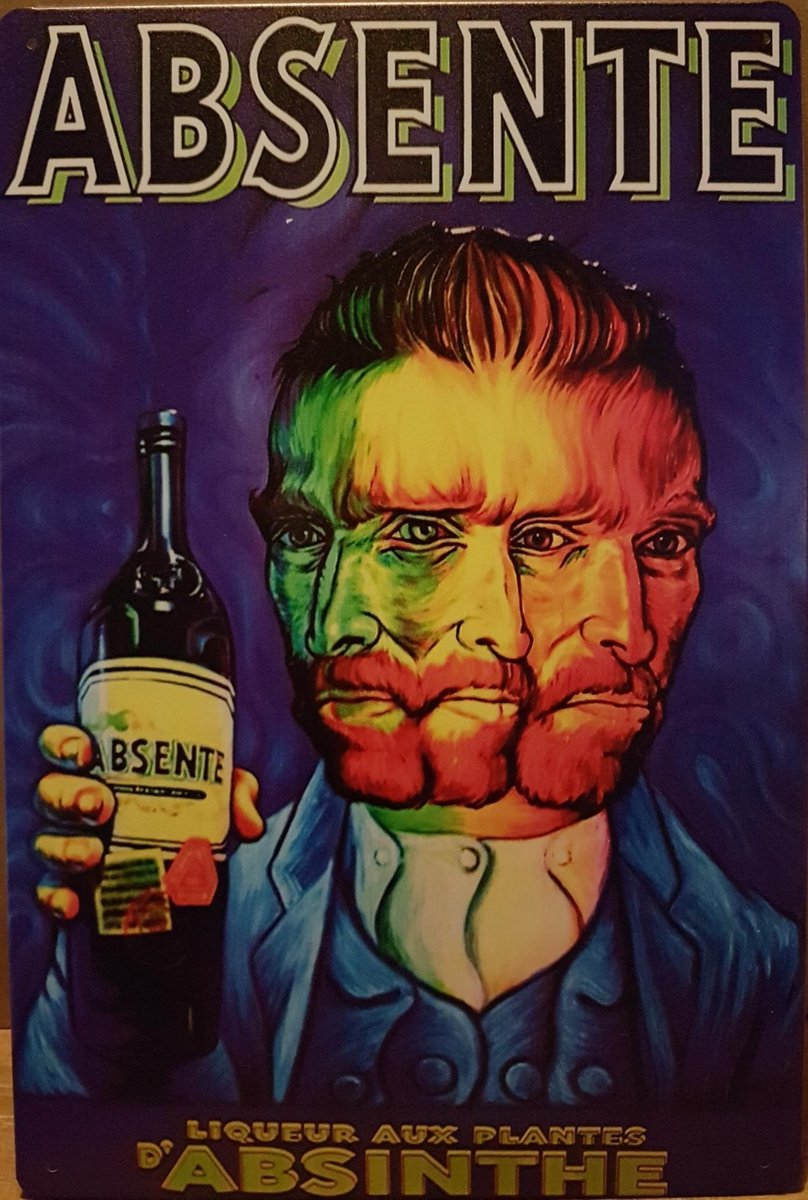 Absinth Vincent van Gogh Reclamebord van metaal METALEN-WANDBORD - MUURPLAAT - VINTAGE - RETRO - HORECA- BORD-WANDDECORATIE -TEKSTBORD - DECORATIEBORD - RECLAMEPLAAT - WANDPLAAT - NOSTALGIE -CAFE- BAR -MANCAVE- KROEG- MAN CAVE