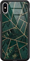 iPhone XS Max hoesje glass - Abstract groen | Apple iPhone Xs Max case | Hardcase backcover zwart