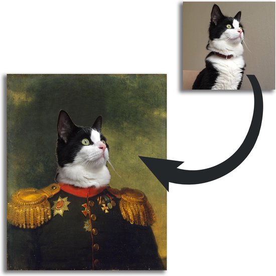 Huisdier schilderij portret canvas / hond kat