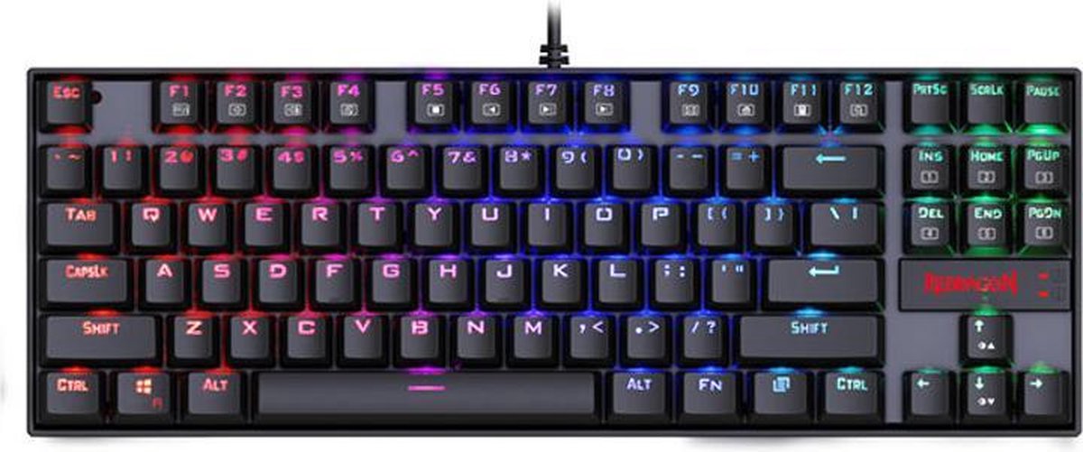 Gaming Toetsenbord Redragon Kumara K552 RGB - Qwerty toetsenbord met Ergonomisch design| Blue switch - Conflictvrije toetsenbord (N-Key Rollover)