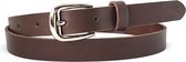 Smalle Leren dames riem bruin - Taillemaat 115 - Lange riem dames - Bruine smalle riem dames - Jeans riem