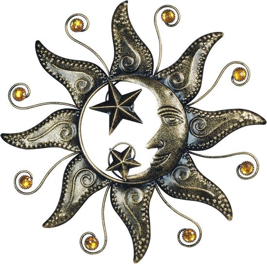 Sur le mur | Soleil | Lune | étoiles | métal | XL | 40 x 40 cm