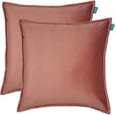 Sierkussen - Uni Fluweel × Set Sierkussens - Roze - 50 Cm X 50 Cm