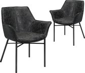 set van 2 design stoelen uit PU-stof metalen frame zwart