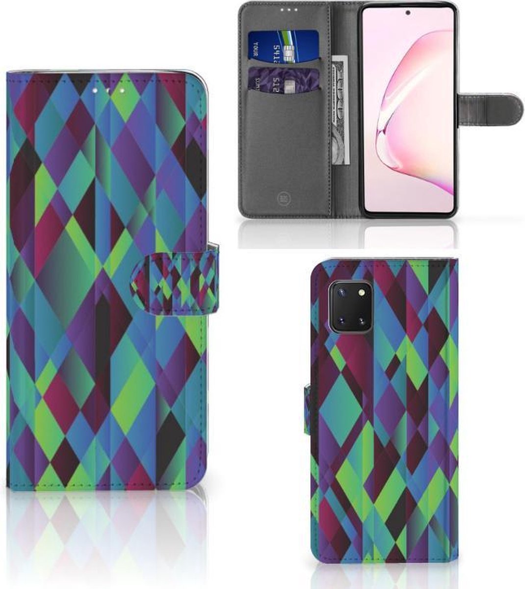 Samsung Note 10 Lite Book Case Abstract Green Blue op Prijzenvolger.com