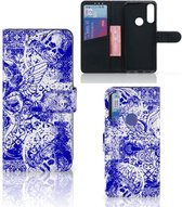 Book Style Case Alcatel 1S 2020 Smartphone Hoesje Angel Skull Blue