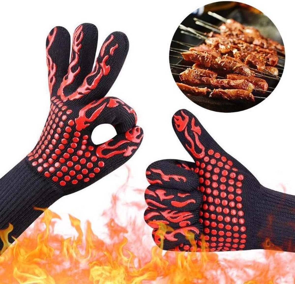 1 Pcs Cuisine Barbecue Gants Résistant à la chaleur Gants de four  Anti-dérapant Antidérapant Gant en silicone Protéger les mains