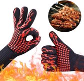 BBQ Handschoen (1 Stuk) - Hittebestendig - Siliconen/Antislip - Zwart/Rood
