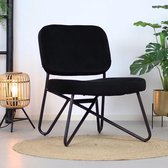 Bronx71® Velvet fauteuil zwart Julia - Zetel 1 persoons - Relaxstoel - Kleine fauteuil