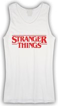 Witte Tanktop sportshirt Size XXL met Rood logo "Stranger Things"