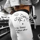 Legging wit/zwart voor vrouwen dames met slogans sport, fitness, runing, yogha maat S