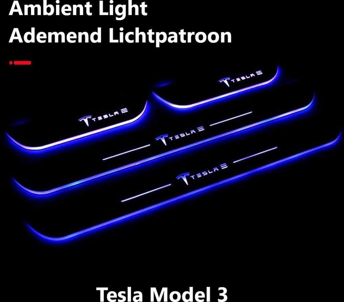 Tesla Model 3 Verlichte Instaplijsten Set Antikras Auto Accessoires Styling  Nederland