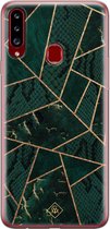 Samsung A20s hoesje siliconen - Abstract groen | Samsung Galaxy A20s case | groen | TPU backcover transparant