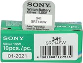 10 Stuks - Sony SR714SW (341) Zilveroxide horloge knoopcel batterij