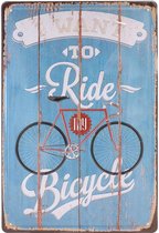 Wandbord – I want to ride my bicycle – Fiets – Queen – Freddy Mercury – Tour de France - Vintage - Retro -  Wanddecoratie – Reclame bord – Restaurant – Kroeg - Bar – Cafe - Horeca – Metal Sign - 20x30cm
