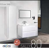 SLY080.02A glanzend wit blanc  ONDERKAST  met keramische lavabo en spiegel met LED of spiegelkast / MEUBLE SOUS-EVIER 80CM  briljant blanc avec tablet ceramique et miroir  avec LED ou armoire