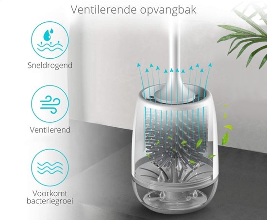 WC Borstel met Houder Vrijstaand - Hygiënische Toiletborstel Siliconen - Antibacteriële Werking - DITIQ