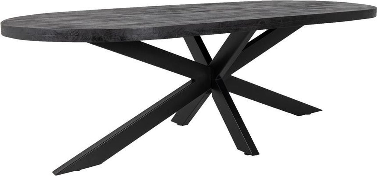 Giga Meubel Eettafel Barn - Zwart Mangohout Metaal - 300x100x78cm