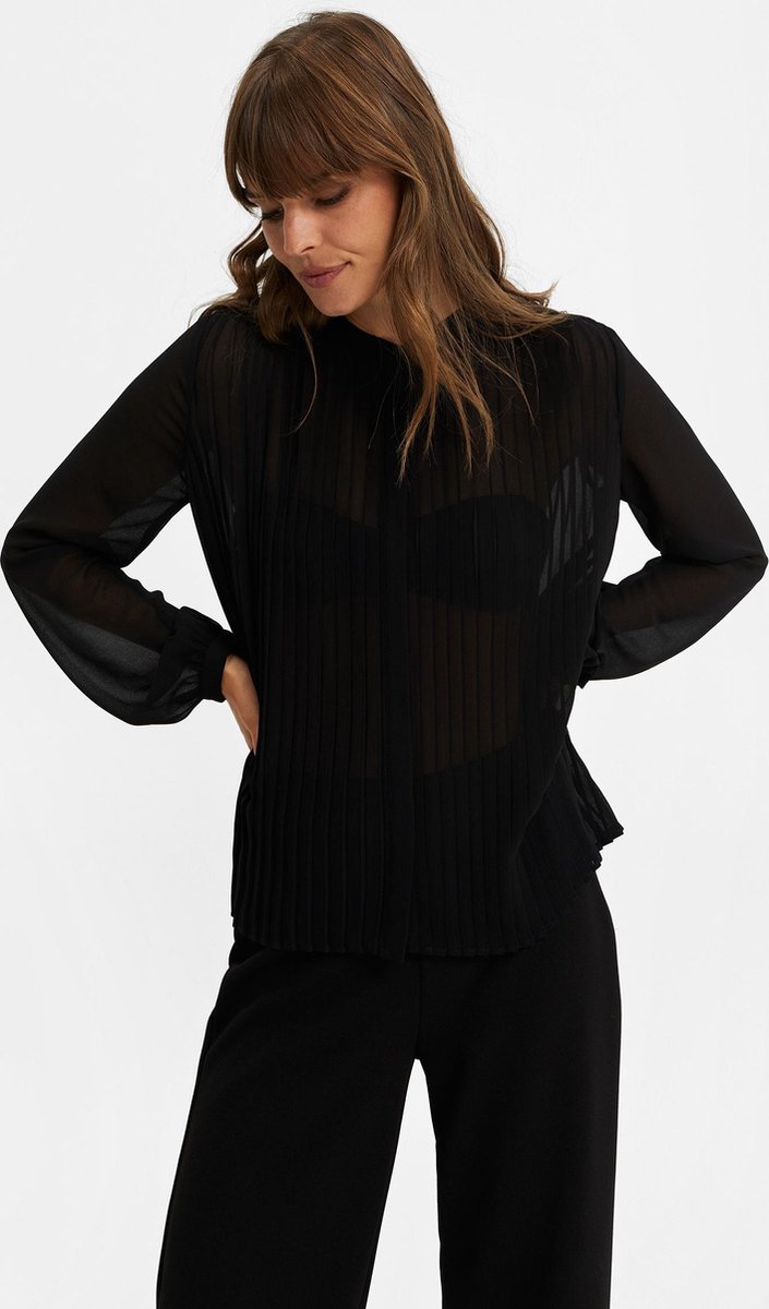 Nest oor paus WE Fashion Dames semi-transparante blouse met plissé - Maat S | bol.com