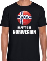 Noorwegen emoticon Happy to be Norwegian landen t-shirt zwart heren XL