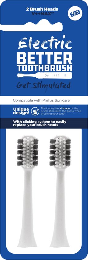 Better Toothbrush - Opzetborstels voor Philips -  2 stuks - wit