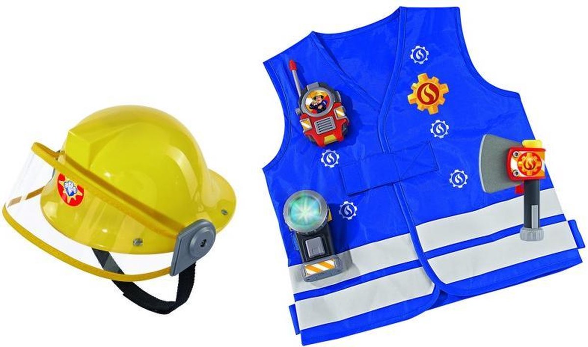 Smoby Brandweerman Sam kostum set met helm, blauwe vest | bol.com