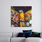 Canvas Schilderij Ara Bloemen | 60 x 60 cm | PosterGuru