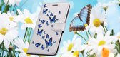Apple Iphone 6 / 6S Wit bookcase hoesje met blauwe vlinders