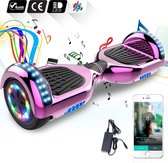 Evercross Hoverboard 6.5”| Flits Wielen | Bluetooth en LED verlichting | Roze Chroom