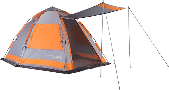 Where Tomorrow Gezinstent Tent Met Zonnendak 340X280X185 Cm - Grijs - 4 Persoons