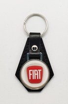 Sleutelhanger - Fiat - Leer - Leather - Metaal - Auto