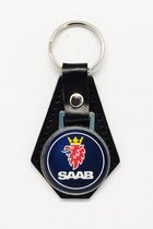 Sleutelhanger - Saab - Leer - Leather - Metaal - Auto