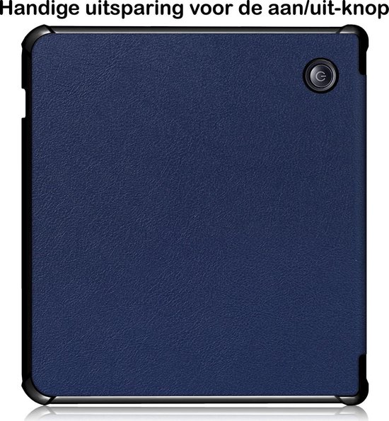 Hoesje Geschikt voor Kobo Libra H2O Hoesje Luxe Bescherm Case Trifold - Hoes Geschikt voor Kobo Libra H2O Hoes Book Cover - Donkerblauw van Mr. Safe Guard — afbeelding 4