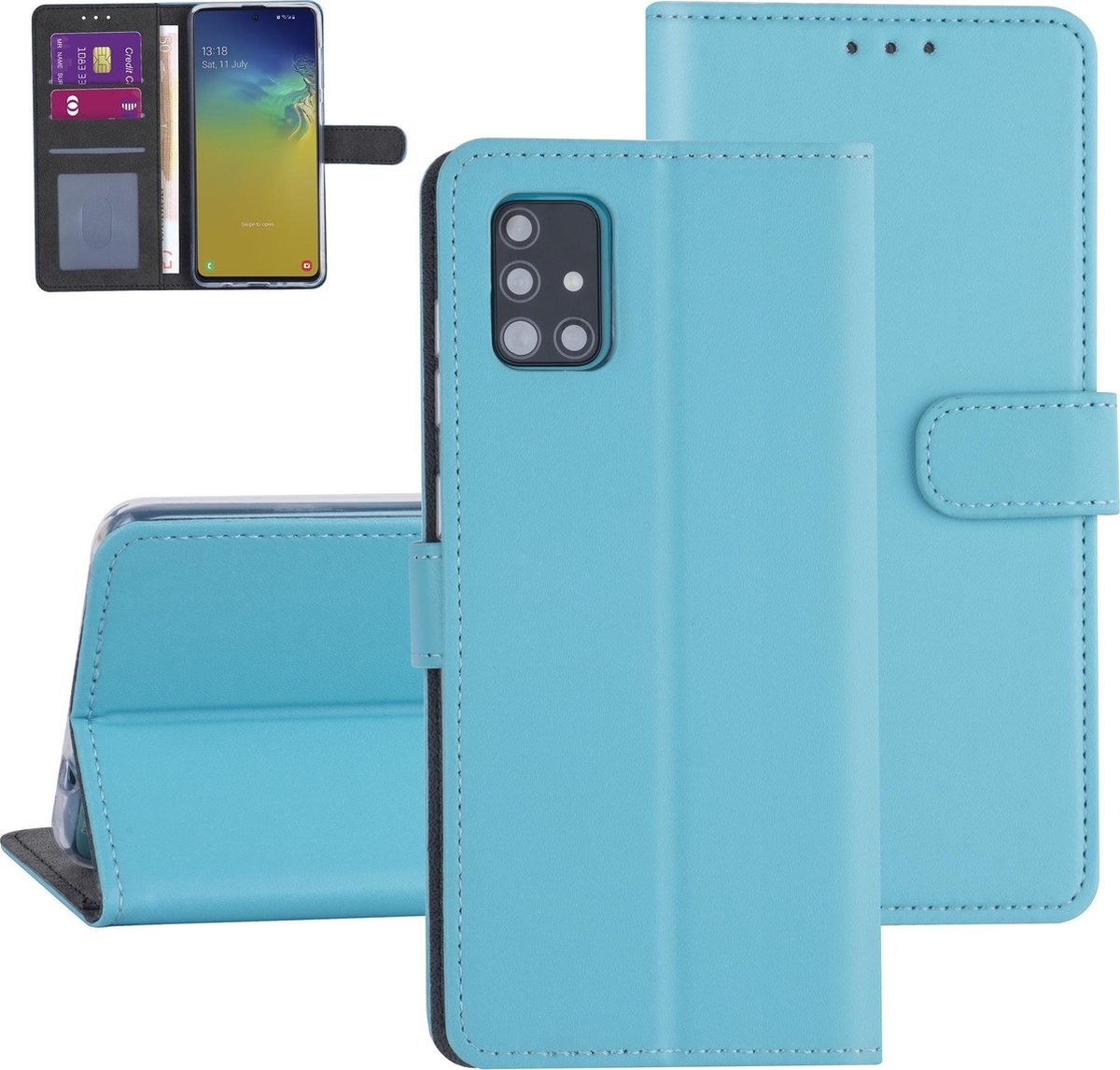 Samsung hoesje voor Galaxy A51 - LichtBlauw - Book Case - Kaarthouder (A515F)
