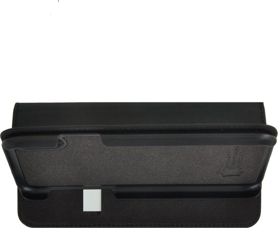 Étui pour iPhone X / Xs Étui de Bookcase hoesje Ultra mince en cuir véritable Couverture Zwart antique Pearlycase