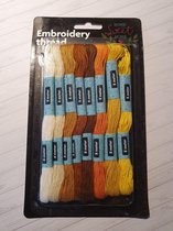 Borduurgaren, geel/bruin, 8 kleuren, 8M, Embroidery tread