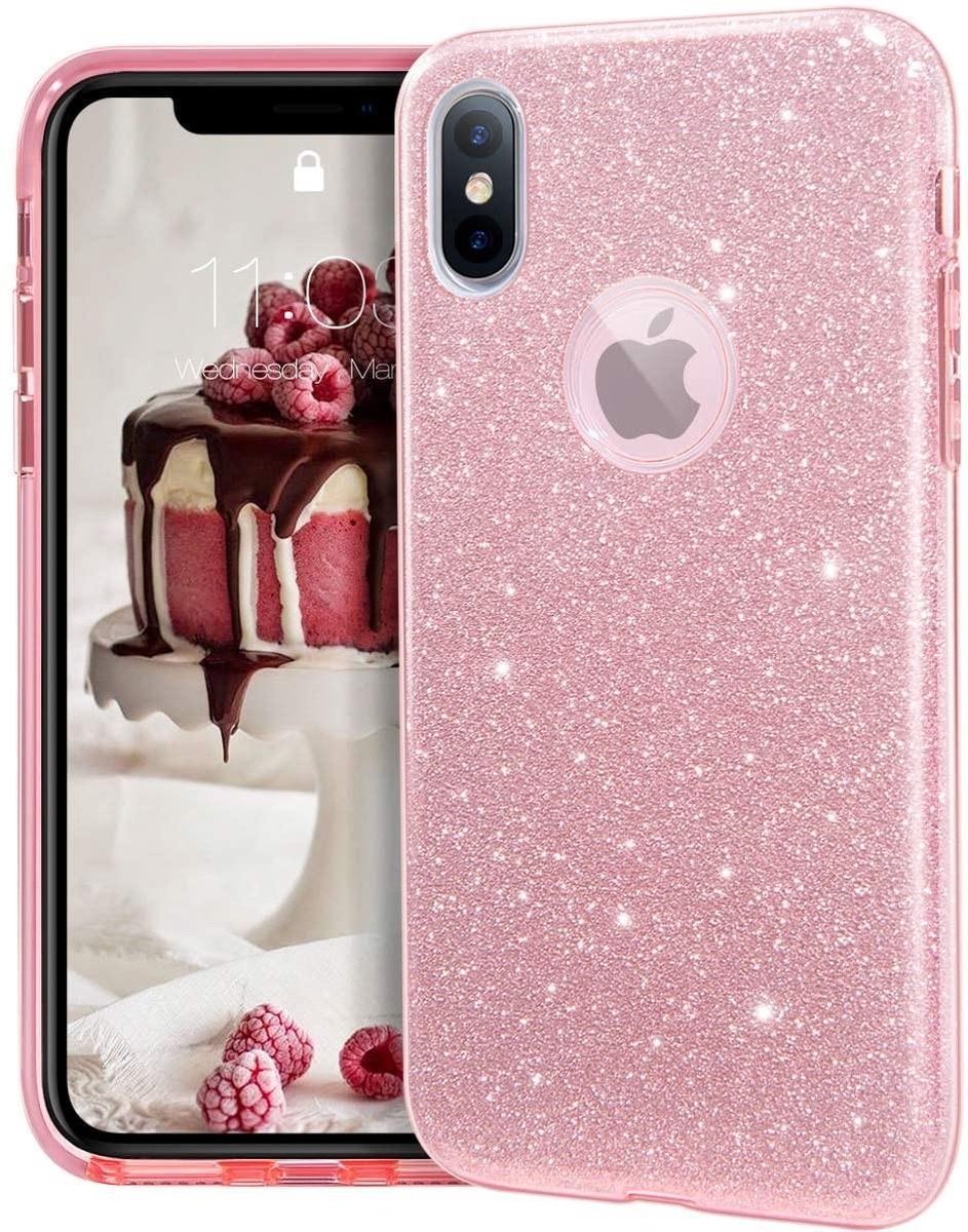 iPhone Case Roze Glitter voor iPhone XR – iPhone Xr hoesje – iPhonehoesje - beschermhoes