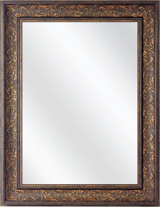 Spiegel met Lijst - Oud Brons - 20 x 50 cm - Sierlijk - Barok - Buitenmaat: 38 x 68 cm