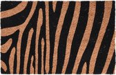 2x Dieren thema deurmat/buitenmat kokos tijger/zebra print 39 x 59 cm - Schoonmaken - Huishouding - Voeten vegen - Deurmatten/buitenmatten/schoonloopmatten - Kokos deurmatten met dierenprint