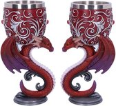 Nemesis Now - Dragons Devotion - Twin Dragon Heart Set of Two Kelks 18.5cm
