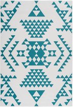 Turquoise vloerkleed - 200x290 cm  -  A-symmetrisch patroon - Modern