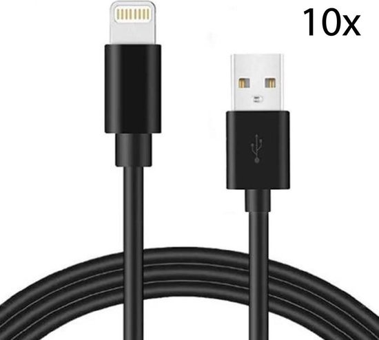 gevechten Keizer Elegantie 10 stuks Mossmedia Lightning Kabel voor iPhone en iPad naar USB Kabel - 1  Meter - Zwart | bol.com