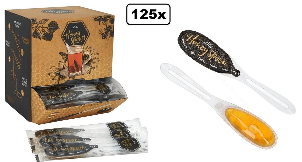 125x Honey Spoon / honinglepel per stuk verpakt in dispenserbox - Thee honing  lepel... | bol.com