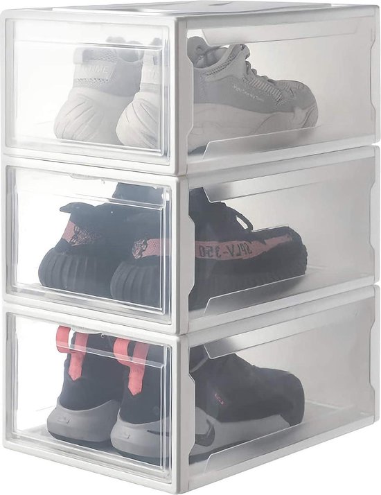 Sens Design 12 stuks schoenen opbergsysteem opbergbox schoenen organizer  transparant -... | bol