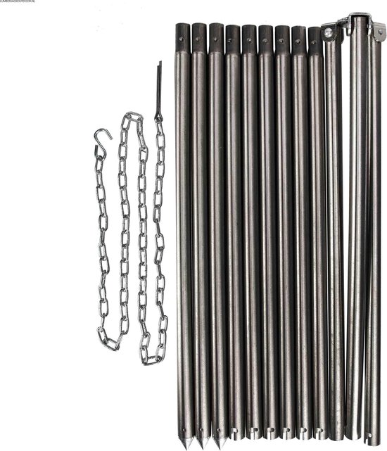 MFH driepoot - compact deelbaar - 190 cm. hoog - van RVS - voor koken boven het vuur met BBQ-grillschaal of Hongaarse ketel — afbeelding 4