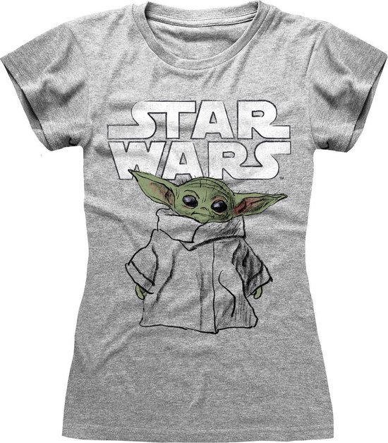 Star Wars : Mandalorian, The - Child Sketch Fitted T-Shirt Grijs XL