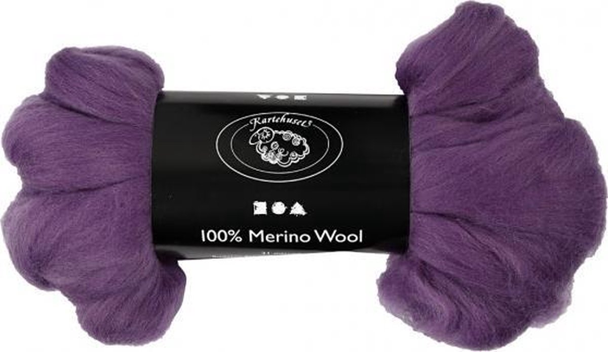 Merino wol, 21 micron, violet, 100 gr - Creotime