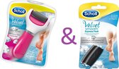 Roze Scholl Velvet Smooth Express Pedi Elektronische + Verwisselbare Roller Regular - 2 stuks -Voetvijl- Scholl-eelt verwijderaar-Eeltvijl-Voetverzorging-Huidverzorging-Eelt- Scholl Velvet Sm