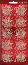 Stickers Transparant Rood Met Goud Kerststerren